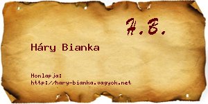 Háry Bianka névjegykártya